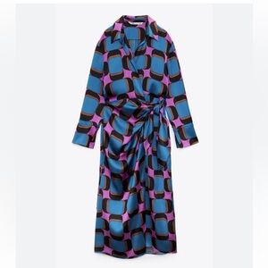 Zara Blue and Purple Geometric Maxi Dress